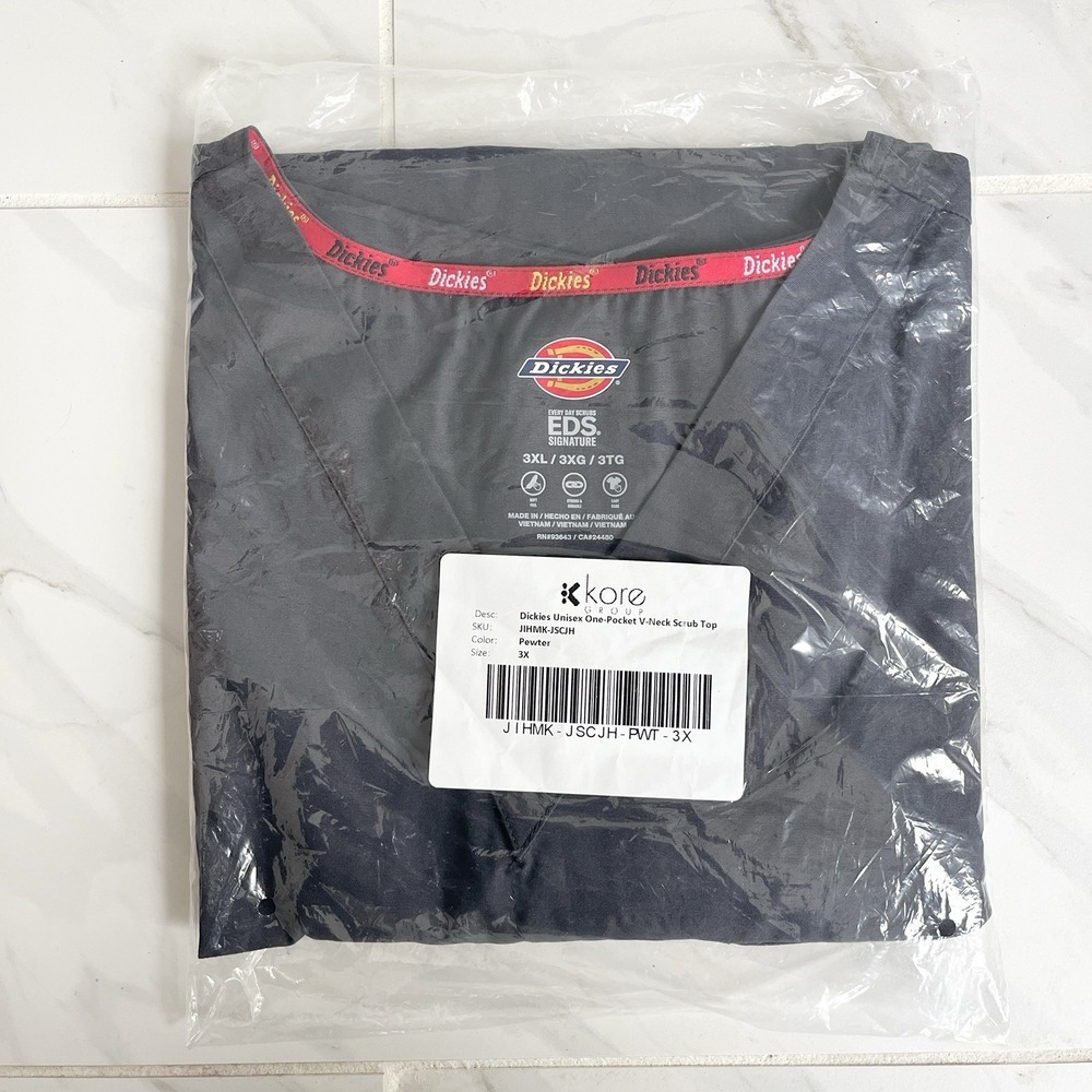 Dickies Banfield Pet Hospital Scrub Top Medical Gray Unisex Size 3X NEW
